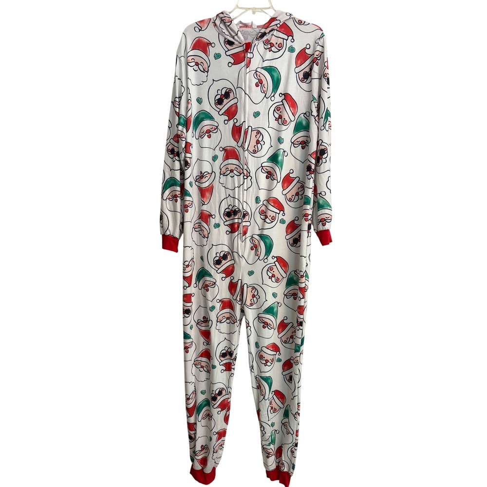 PatPat Santa Hooded Pajamas LG White Christmas, Holiday, Sleepwear, Jolly
